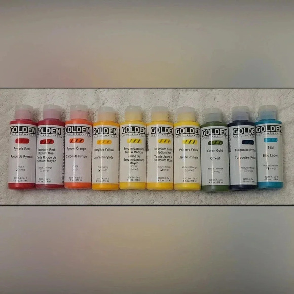 🎨 Lot of 30 🎨 GOLDEN FLUID ACRYLIC PAINT 4oz BOTTLES  No Duplicate Color… - Picture 4 of 5